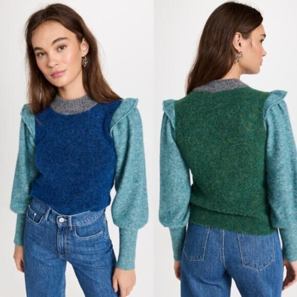 NWT Baum Und Pferdgarten Camryn Alpaca-Blend Sweater Green Block Size: Large - Picture 8 of 8